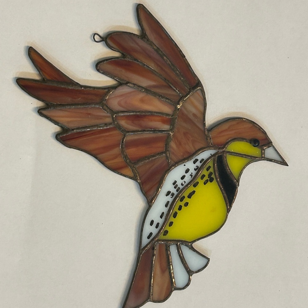 Stained Glass Bird Suncatcher - Yellow and Brown